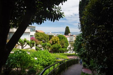 SAN FRANCISCO, USA - APRIL 2016: Famous Lombard street, one of the most famous landmark and the crookedest street in the world. San Francisco, California, USA