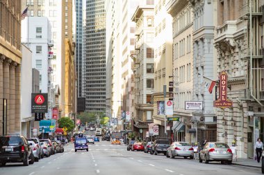 SAN FRANCISCO, USA - APRIL 2016: Downtown city life in a busy street of San Francisco, USA.