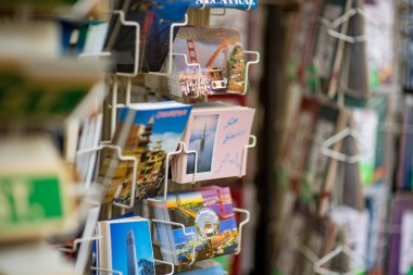 SAN FRANCISCO, USA - APRIL 2016: Postcards with photos of San Francisco sold in souvenir shop in Chinatown of San Francisco, California, USA.