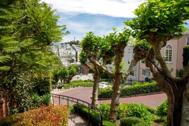 SAN FRANCISCO, USA - APRIL 2016: Famous Lombard street, one of the most famous landmark and the crookedest street in the world. San Francisco, California, USA