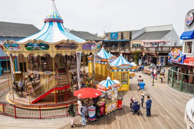 SAN FRANCISCO, USA - APRIL 2016: Double decker carousel on Pier 39 in San Francisco in Fisherman's Wharf, USA.