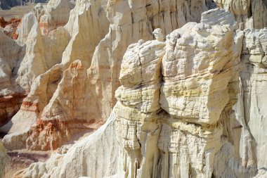 Stunning view of white striped sandstone hoodoos in Coal Mine Canyon near Tuba city, Arizona, USA. Exploring the American Southwest.