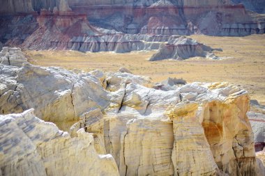 Stunning view of white striped sandstone hoodoos in Coal Mine Canyon near Tuba city, Arizona, USA. Exploring the American Southwest.