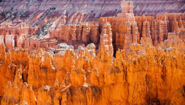 Scenic view of stunning red sandstone hoodoos in Bryce Canyon National Park in Utah, USA. Exploring the American Southwest.