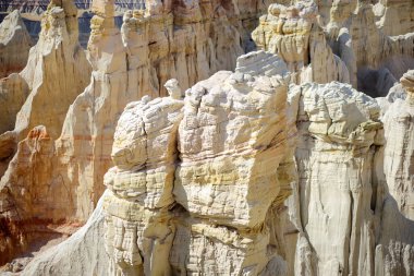 Stunning view of white striped sandstone hoodoos in Coal Mine Canyon near Tuba city, Arizona, USA. Exploring the American Southwest.