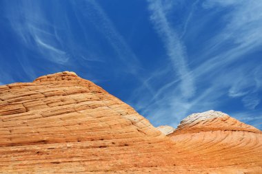 Scenic view of marvelous red and white sandstone formations of Yant Flat in Utah, USA. Exploring the American Southwest.