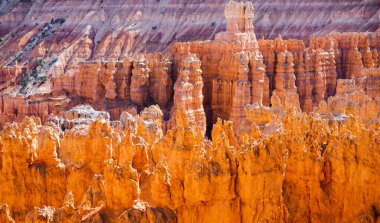 Scenic view of stunning red sandstone hoodoos in Bryce Canyon National Park in Utah, USA. Exploring the American Southwest.