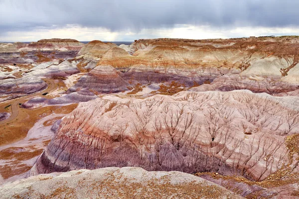 Striped Purple Sandstone Formations Blue Mesa Badlands Petrified Forest National — Stock Photo, Image