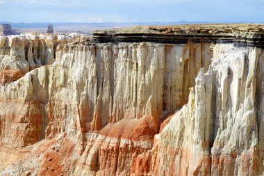 Stunning view of white striped sandstone hoodoos in Coal Mine Canyon near Tuba city, Arizona, USA. Exploring the American Southwest.