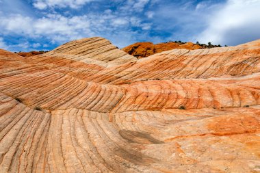 Scenic view of marvelous red and white sandstone formations of Yant Flat in Utah, USA. Exploring the American Southwest.