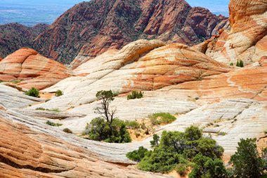 Scenic view of marvelous red and white sandstone formations of Yant Flat in Utah, USA. Exploring the American Southwest.