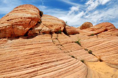 Scenic view of marvelous red and white sandstone formations of Yant Flat in Utah, USA. Exploring the American Southwest.