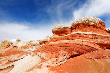 Mindblowing shapes and colors of moonlike sandstone formations in White Pocket, Arizona, USA. Exploring the American Southwest.