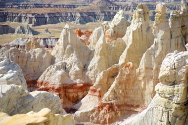 Stunning view of white striped sandstone hoodoos in Coal Mine Canyon near Tuba city, Arizona, USA. Exploring the American Southwest.