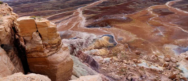Striped Purple Sandstone Formations Blue Mesa Badlands Petrified Forest National — Stockfoto