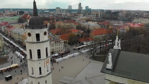 Vilnius Lituanie Mars 2020 Vue Aérienne Des Foules Qui Fréquentent — Video