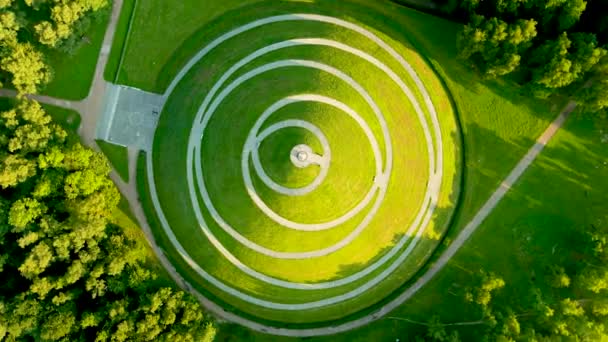 Aerial Rotating Top View Famous Pilsudskis Mound Sunny Summer Day — Stock video