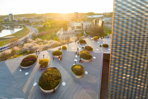 Вилниус Литуания 2022 Апреля Вид Воздуха Здания Террасу Центрального Офиса — стоковое фото