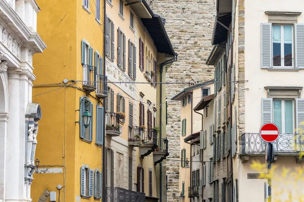 Narrow Medieval Streets Bergamo City Northeast Milan Scenic Views Citta — Stock Photo, Image