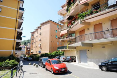 San Terenzo, İtalya - 2011 Mayıs - San Terenzo 'nun güzel caddeleri. La Spezia Körfezi, Liguria, İtalya, Avrupa