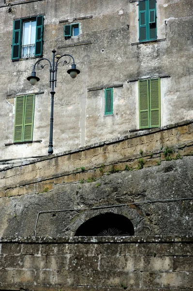 Narrow Old Streets Famous Pitigliano Town Located Atop Volcanic Tufa — Stock Photo, Image