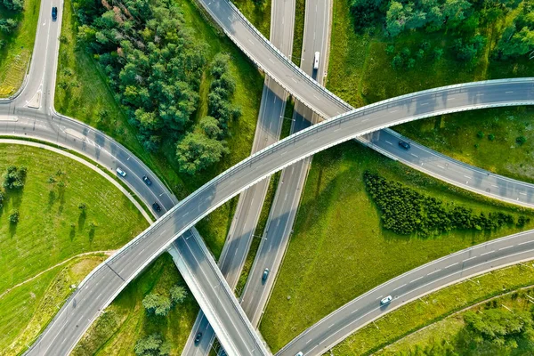 Stock image Aerial view of a road intersection in the city of Vilnius, Lithuania, on summer day