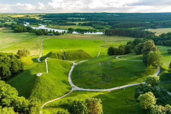 Aerial View Kernave Archaeological Site Medieval Capital Grand Duchy Lithuania — Stock Photo, Image