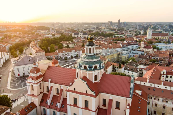 Aerial View Vilnius Old Town One Largest Surviving Medieval Old — Foto de Stock
