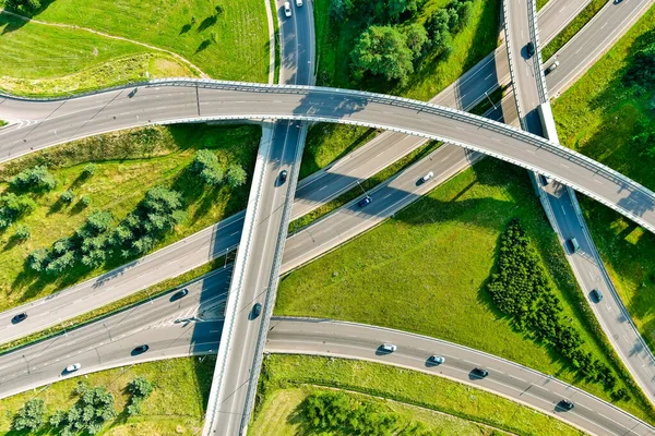 Aerial View Road Intersection City Vilnius Lithuania Summer Day — Stock Photo, Image
