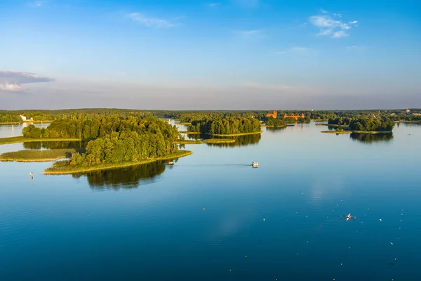 Krásný Letecký Výhled Jezero Galve Oblíbené Jezero Mezi Turisty Vodní — Stock fotografie