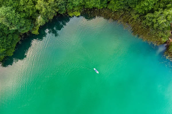 Вид Сверху Красивые Зеленые Воды Озера Гела Вид Высоты Птичьего — стоковое фото
