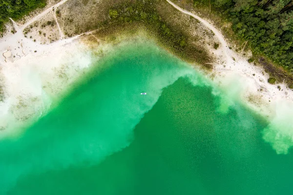 Aerial Top View Beautiful Green Waters Lake Gela Birds Eye — Stock Photo, Image