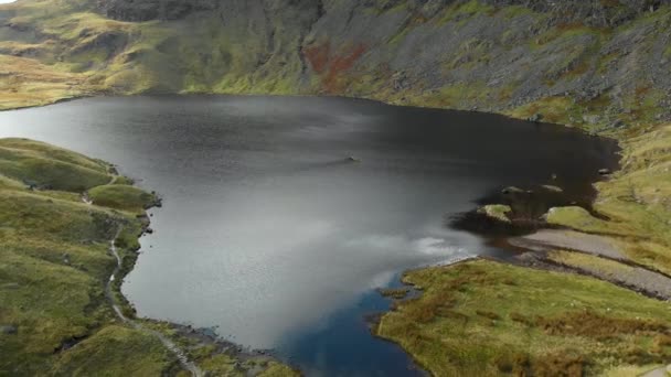 Aerial View Stickle Tarn Lake Located Lake District Cumbria Popular — Stock Video