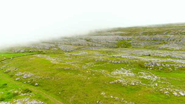 Spectacular Aerial Landscape Burren Region County Clare Ireland Exposed Karst — Stock Video