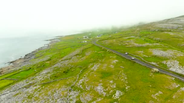 Θεαματικό Εναέριο Τοπίο Στην Περιοχή Burren Της Κομητείας Clare Ιρλανδία — Αρχείο Βίντεο