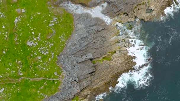 Nádherná Letecká Krajina Shora Dolů Oblasti Burren Hrabství Clare Irsko — Stock video