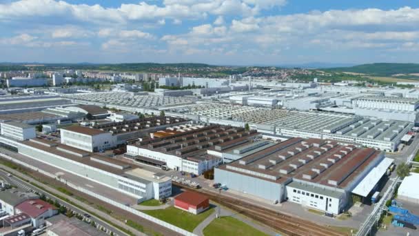 Mlada Boleslav Tsjechië August 2022 Luchtfoto Van Industriële Zone Van — Stockvideo