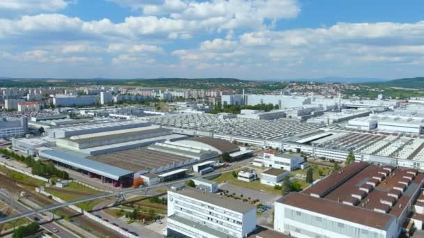 Mlada Boleslav Tjeckien August 2022 Flygfoto Över Skoda Auto Industriområde — Stockvideo