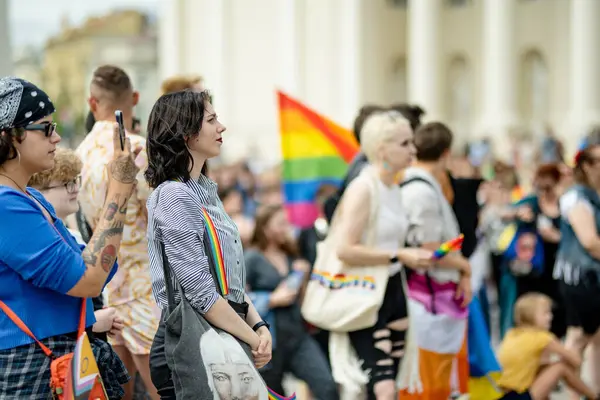Vilnius Lithuania July 2023 Happy Cheerful People Participating Vilnius Pride — Stock Photo, Image