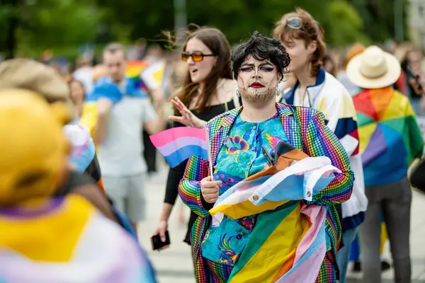 Vilnius Lithuanien Juli 2023 Glada Glada Människor Deltar Vilnius Pride — Stockfoto