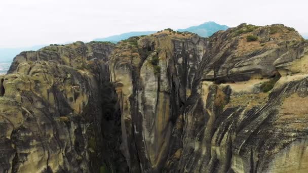 Вид Воздуха Долину Метеоры Скальную Формацию Центральной Греции Расположен Один — стоковое видео