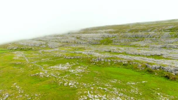 Espectacular Paisaje Aéreo Región Burren Del Condado Clare Irlanda Expuesto — Vídeo de stock