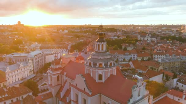 Zachód Słońca Widok Lotu Ptaka Kościół Kazimierza Pierwszy Najstarszy Barokowy — Wideo stockowe