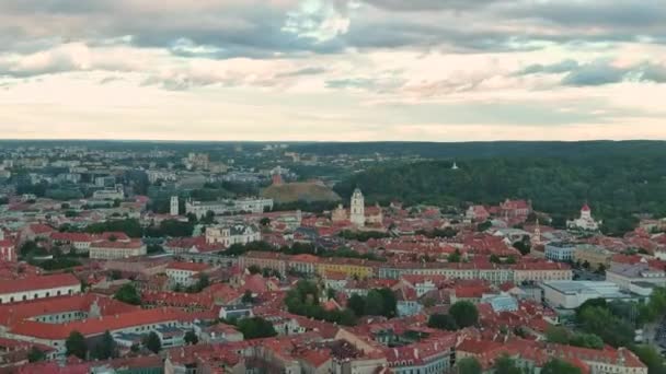 Kuzey Avrupa Nın Büyük Ortaçağ Kasabalarından Biri Olan Vilnius Eski — Stok video