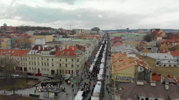 Vilnius Lithuania Marzo 2020 Vista Aérea Multitudes Que Asisten Kaziuko — Vídeo de stock