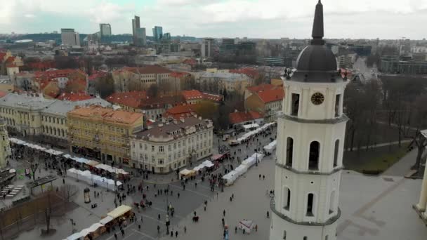Vilnius Lithuania Mart 2020 Kaziuko Muge Kaziukas Katılan Kalabalıkların Hava — Stok video