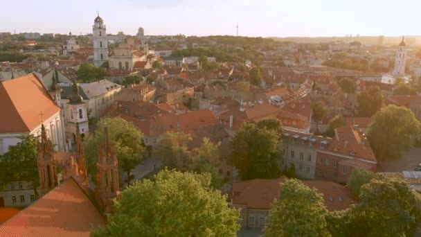 Aerial View Vilnius Old Town One Largest Surviving Medieval Old — Vídeos de Stock