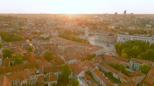 Flygfoto Över Vilnius Gamla Stad Största Överlevande Medeltida Gamla Städerna — Stockvideo