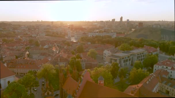 Letecký Pohled Vilniovo Staré Město Jedno Největších Dochovaných Středověkých Měst — Stock video