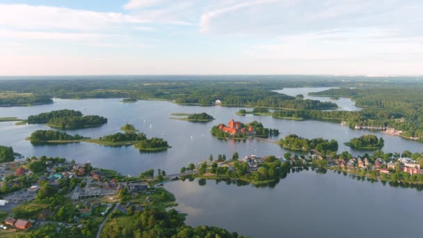 Vue Aérienne Château Trakai Island Ses Environs Situé Dans Ville — Video